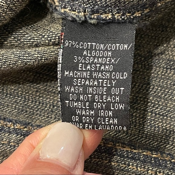 KENNETH COLE Dark Blue Single Button Stretchy Denim Jean Jacket Blazer Size 10 - Picture 5 of 10